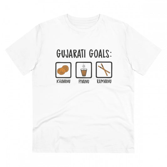 Men's PC Cotton Gujarati Goals Printed T Shirt