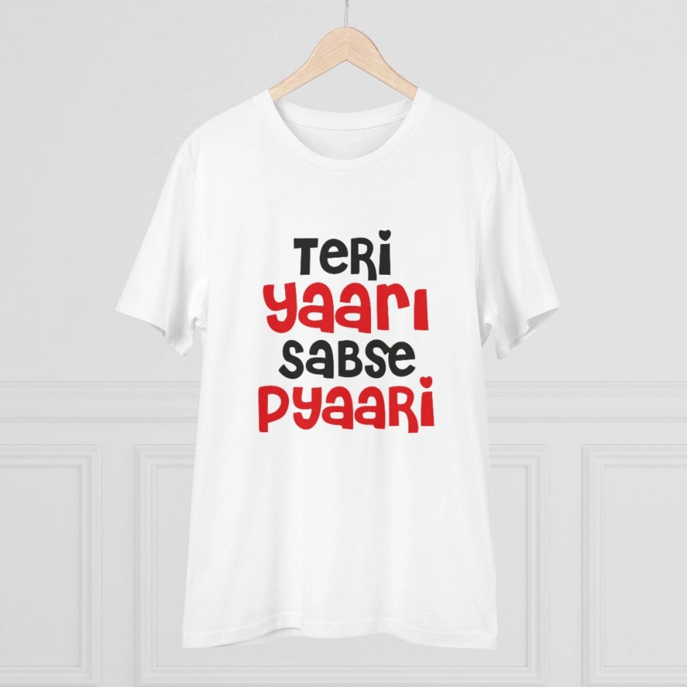 Men's PC Cotton Teri Yaari Sabse Pyaari Printed T Shirt
