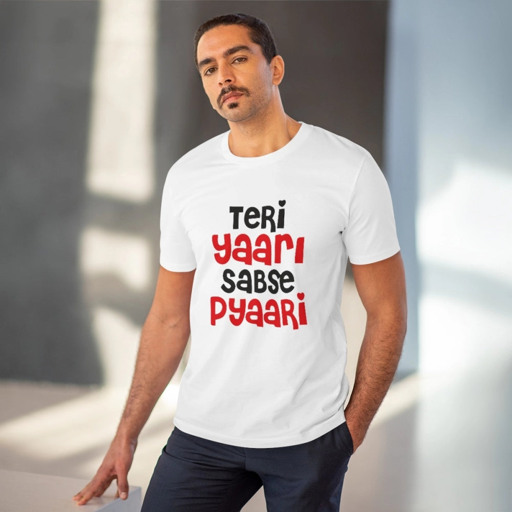 Men's PC Cotton Teri Yaari Sabse Pyaari Printed T Shirt