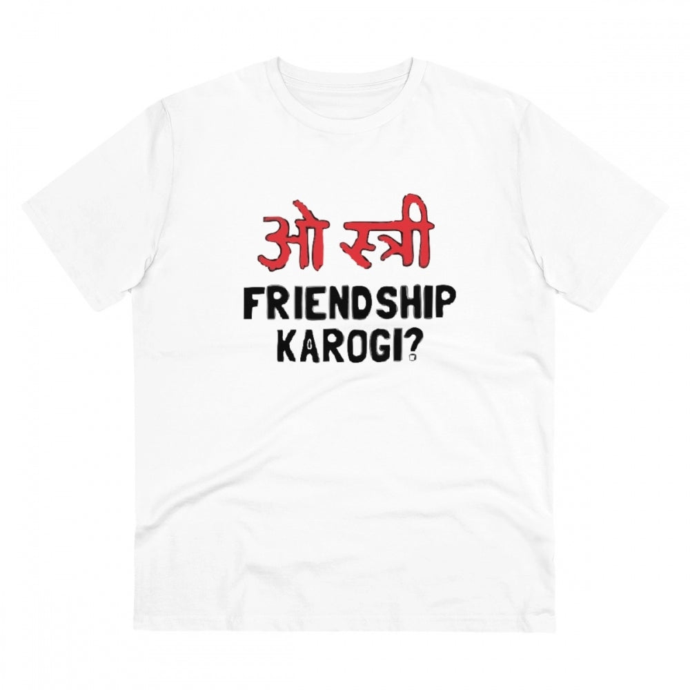 Men's PC Cotton Oo Shtree Friendship Karogi Kya Printed T Shirt