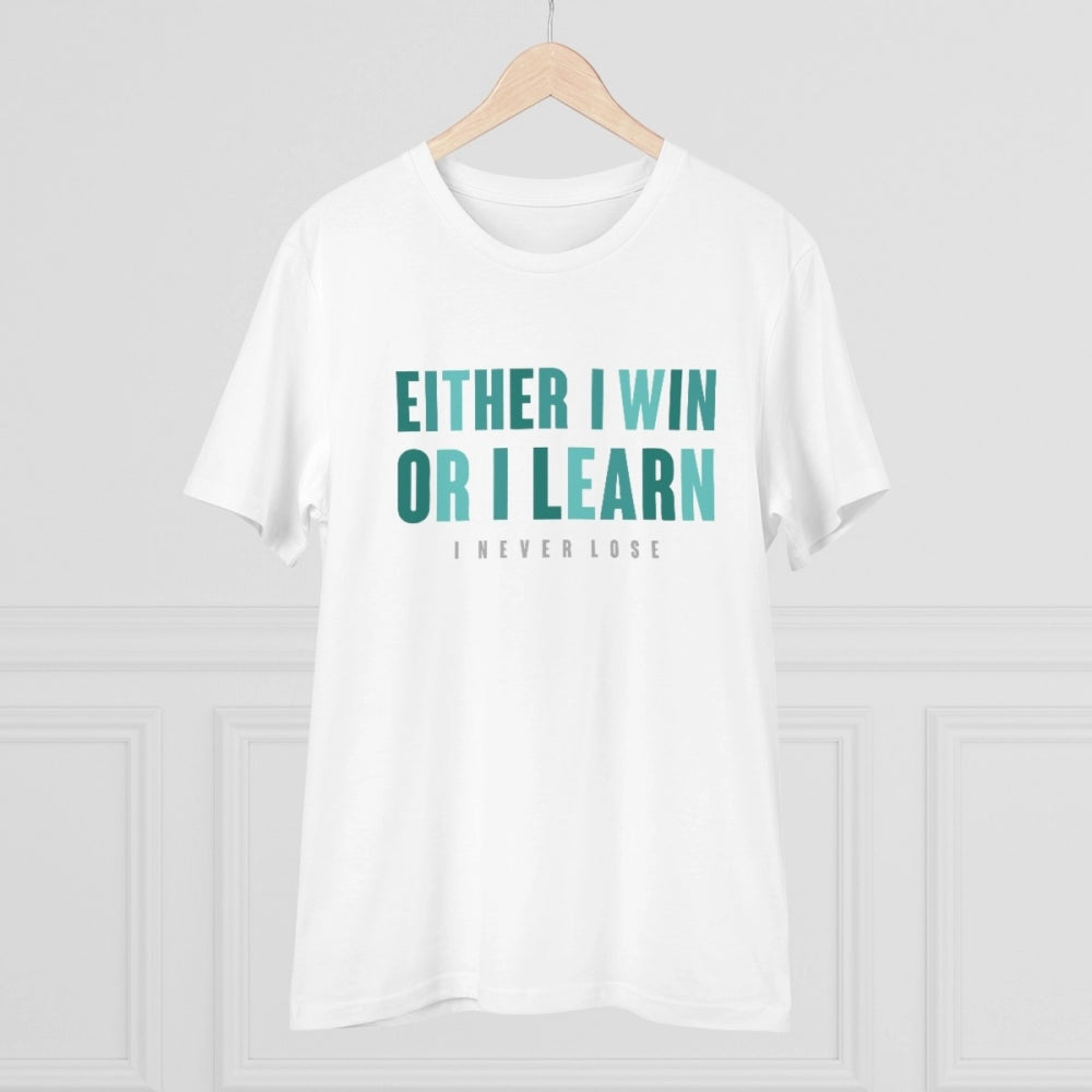 Men's PC Cotton Either I Win Or I Learn Printed T Shirt