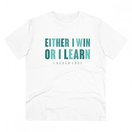 Men's PC Cotton Either I Win Or I Learn Printed T Shirt