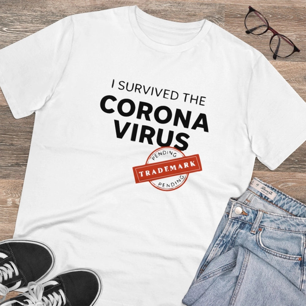 Men's PC Cotton I Survived Corona Virus Printed T Shirt