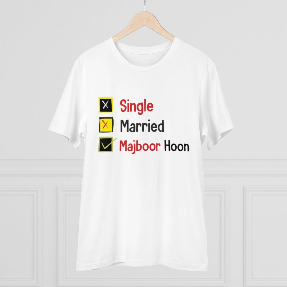 Men's PC Cotton Single Married Majbur Printed T Shirt