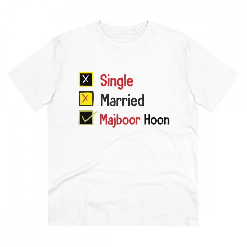 Men's PC Cotton Single Married Majbur Printed T Shirt