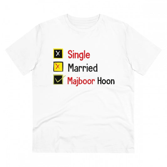 Men's PC Cotton Single Married Majbur Printed T Shirt