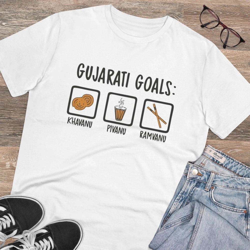 Men's PC Cotton Gujarati Goals Printed T Shirt