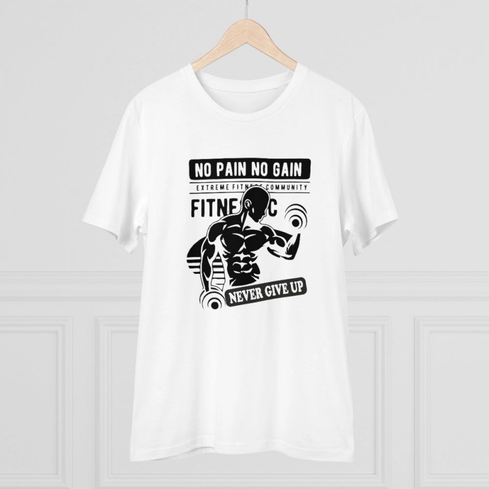 Men's PC Cotton Gym No Pain No Gain Never Give Up Printed T Shirt
