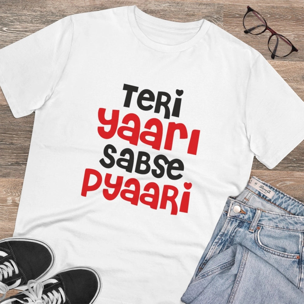 Men's PC Cotton Teri Yaari Sabse Pyaari Printed T Shirt