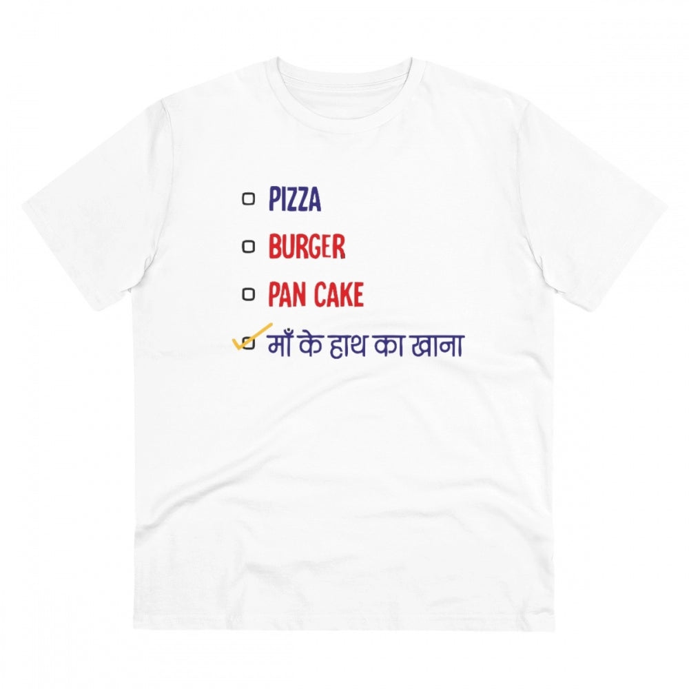 Men's PC Cotton Pizza Burger Pan Cake Maa Ke Hath Ka Khana Printed T Shirt