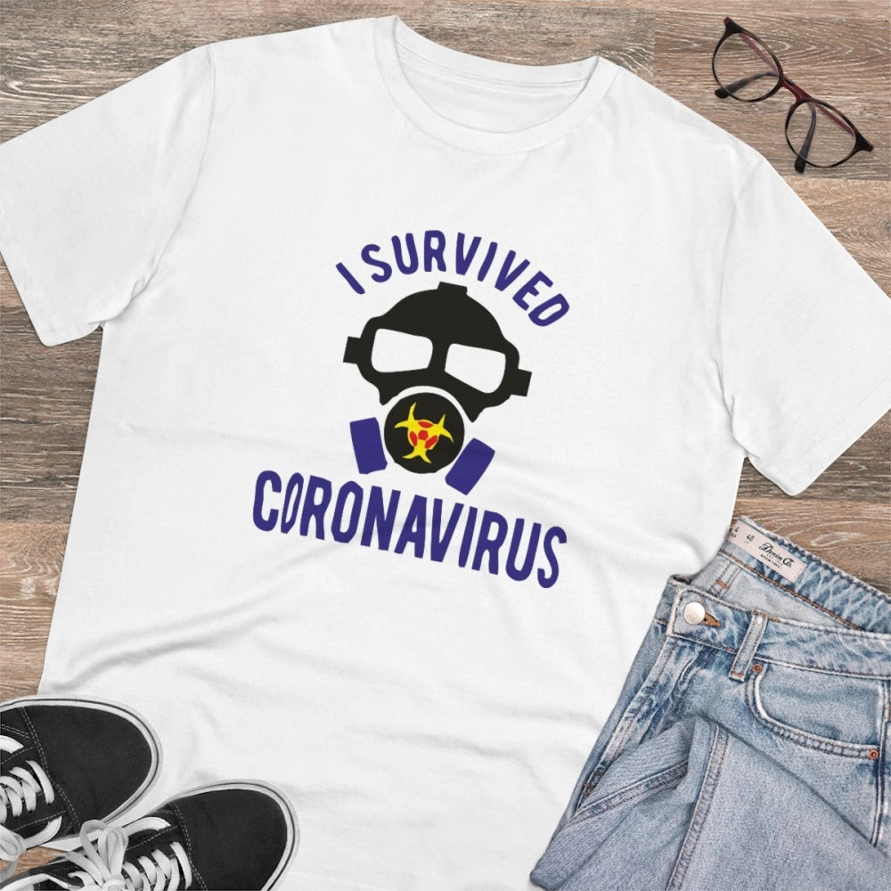 Men's PC Cotton I Survived Coronavirus Printed T Shirt