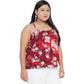 Casual Floral Print Red Top