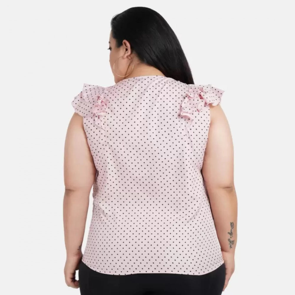 Casual Flared Sleeve Printed Pink Top