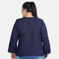 Fashionable Casual Bell Sleeve Solid Blue Top