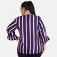 Fashionable Casual Bell Sleeve Striped Blue Top