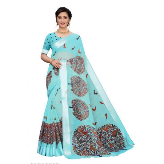 Ethnic Cotton Silk Saree With Blouse piece