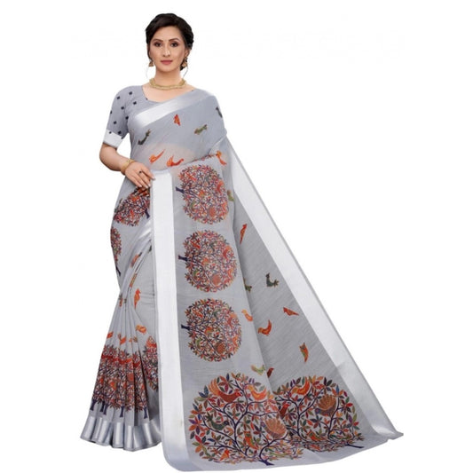 Ethnic Cotton Silk Saree With Blouse piece