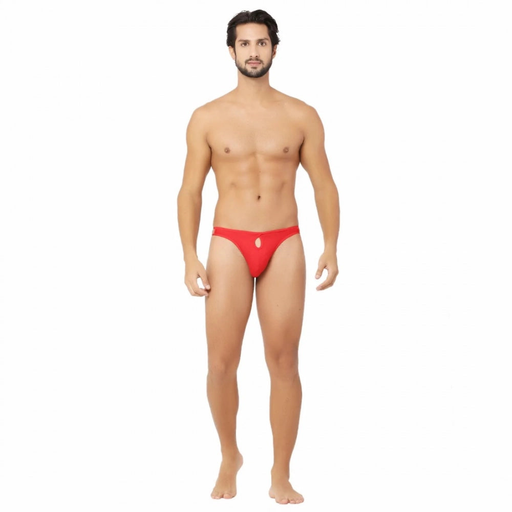 Men's Cotton Spandex Brief Thong Front Open Hole Notch Underwear