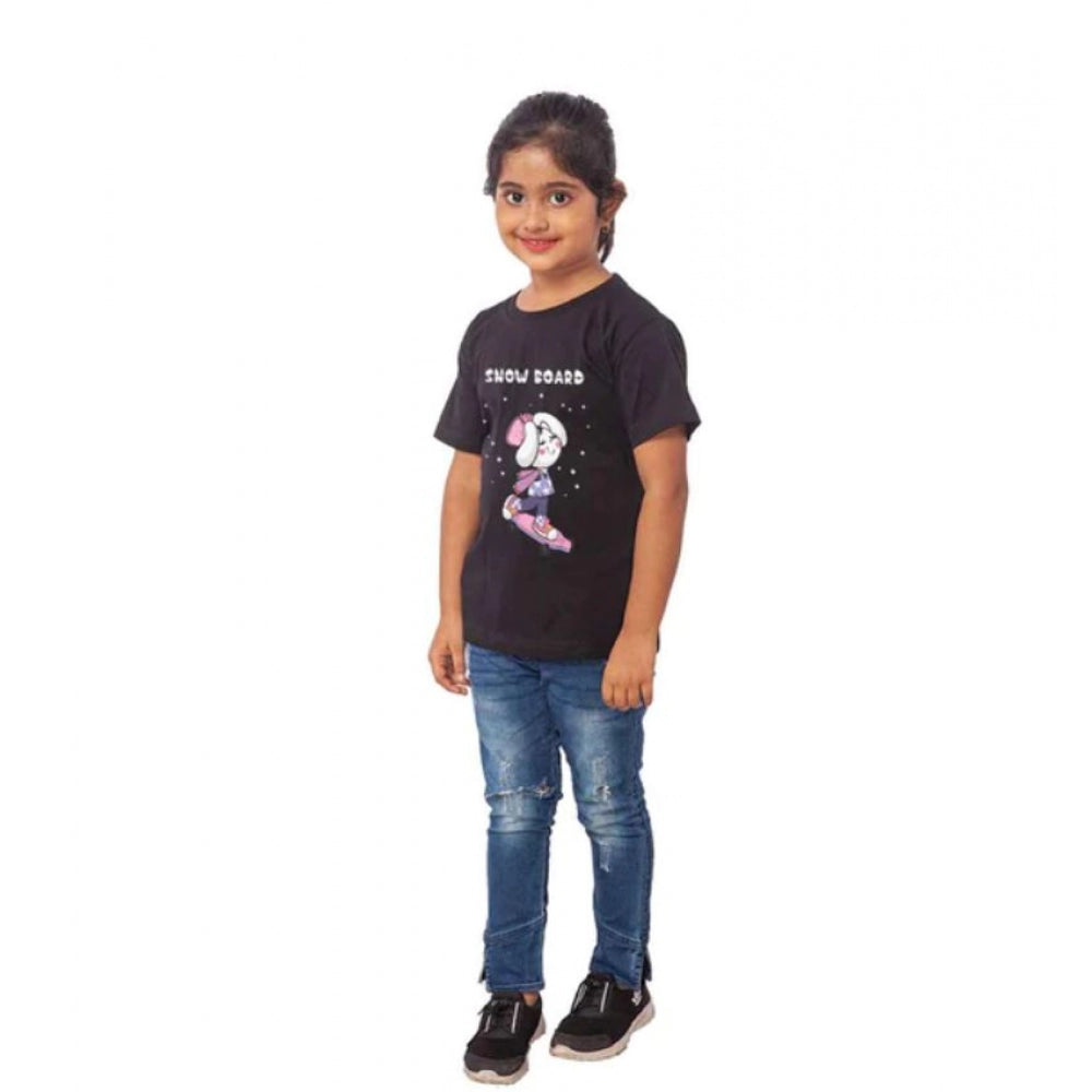 Stunning Girls Cotton Snow Board Half Sleeve T Shirt