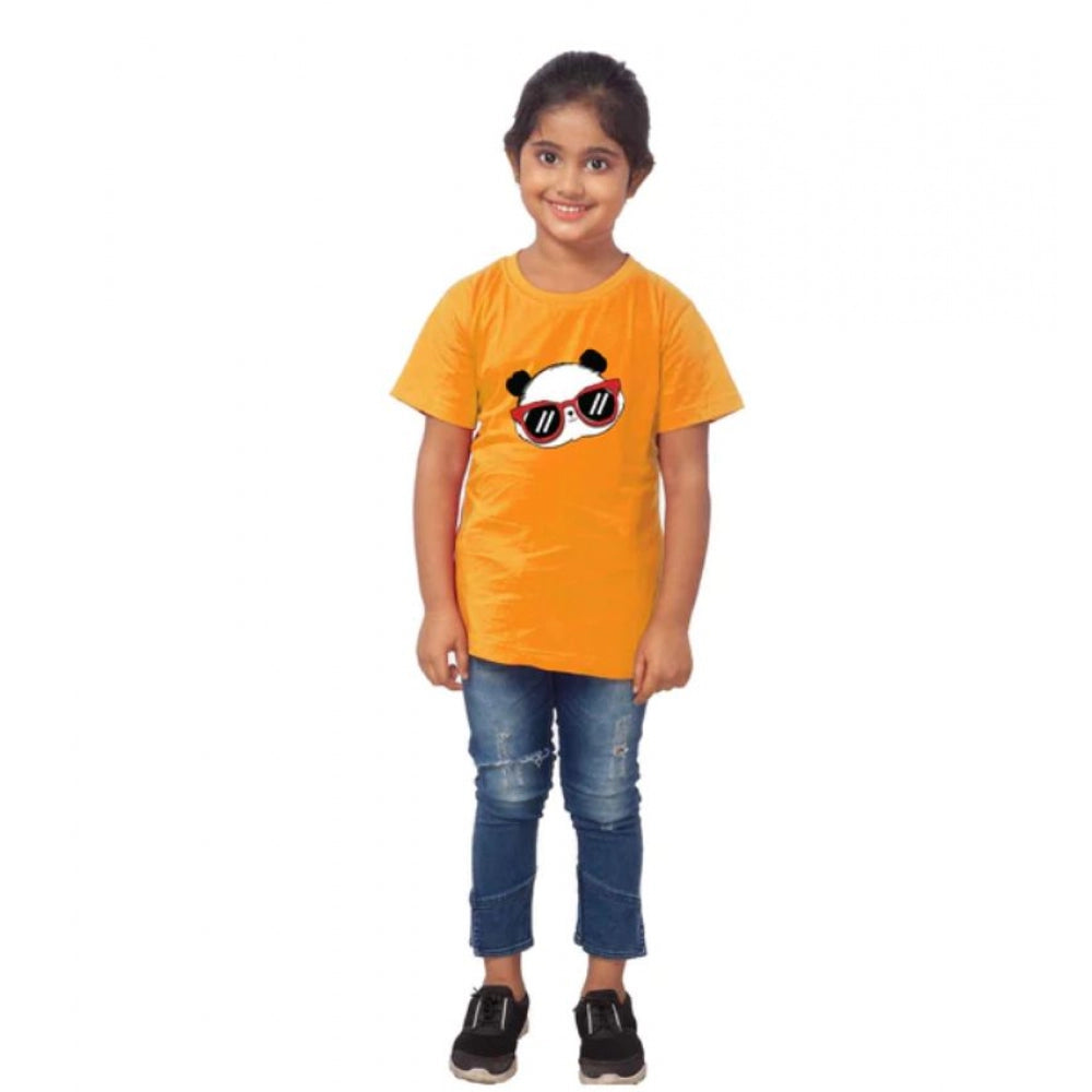 Alluring Girls Cotton Panda Glass Half Sleeve T Shirt
