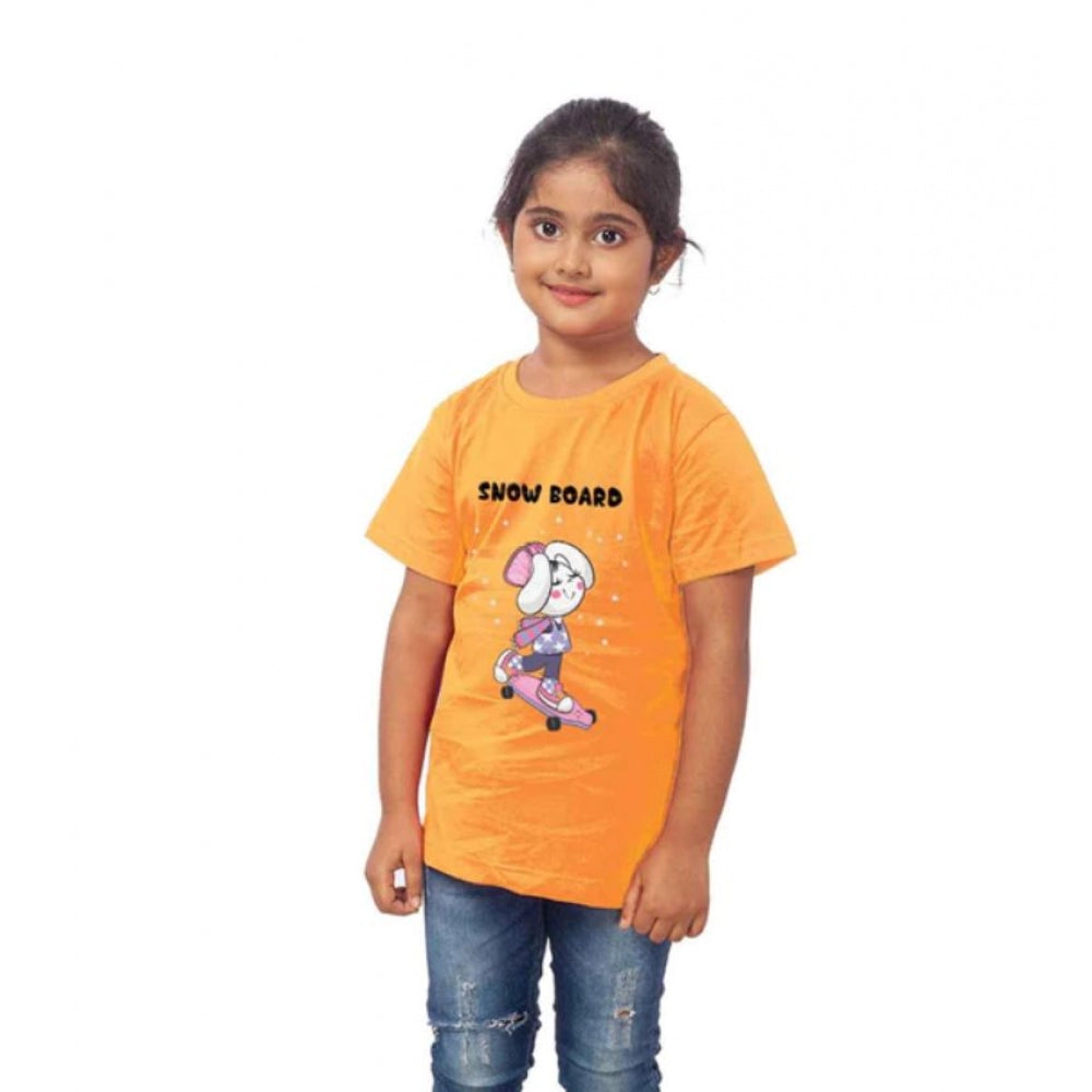 Stunning Girls Cotton Snow Board Half Sleeve T Shirt
