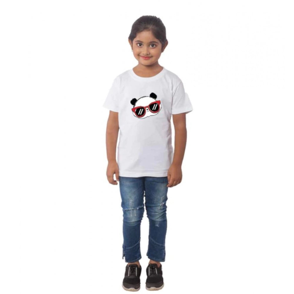 Alluring Girls Cotton Panda Glass Half Sleeve T Shirt