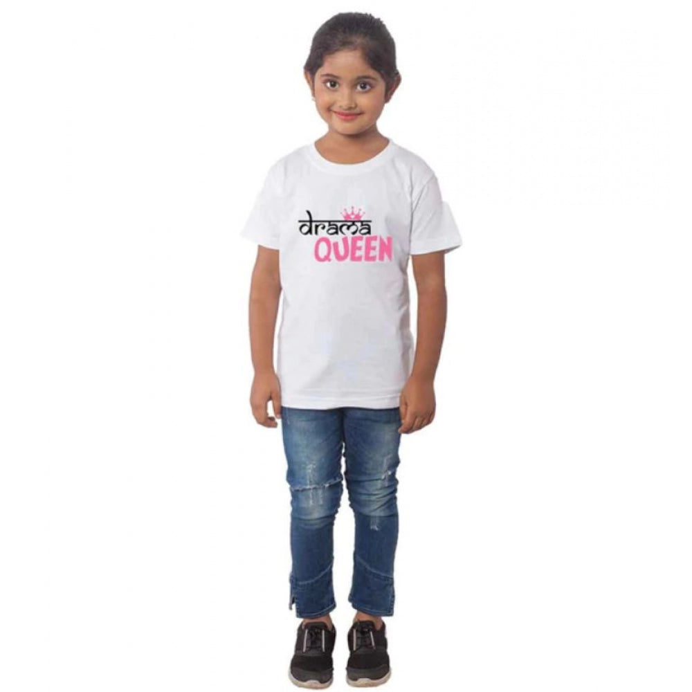 Stunning Girls Cotton Drama Queen Half Sleeve T Shirt