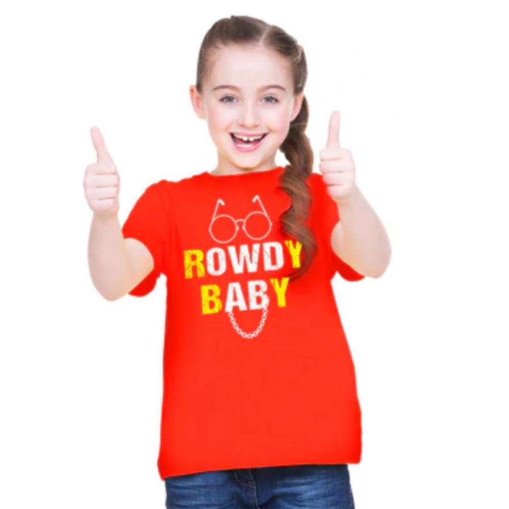Versatile Girls Cotton Rowdy Baby Half Sleeve T Shirt