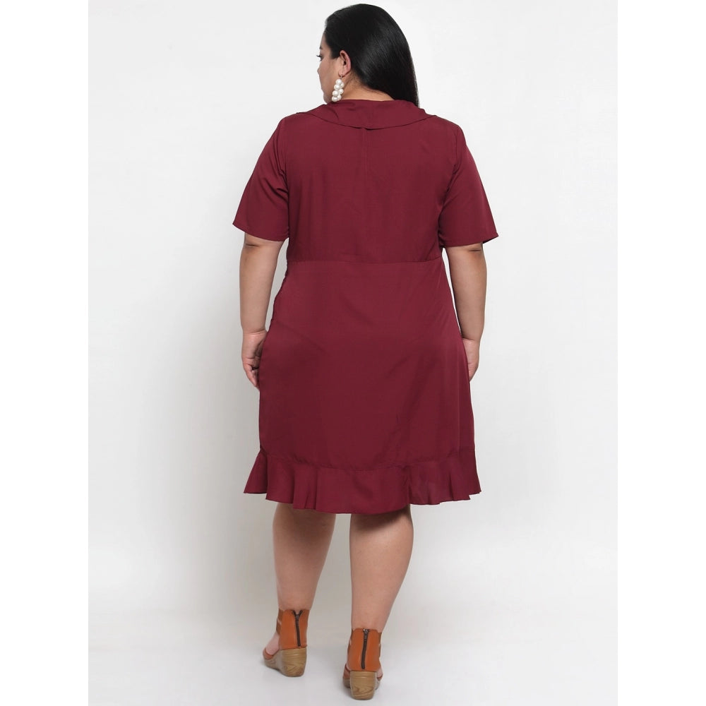 Designer Crepe Solid Knee Length Fit and Flare Dress