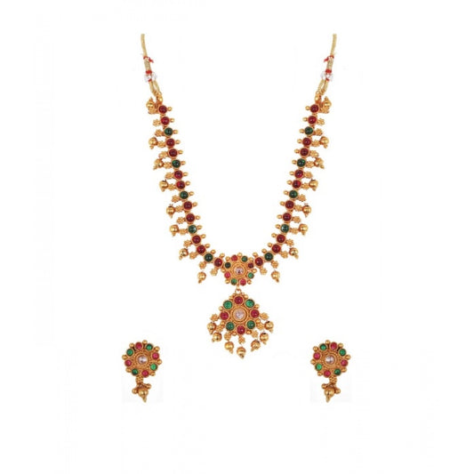 Twinkling Elegent Brass Kempu Chain Jewellery Set