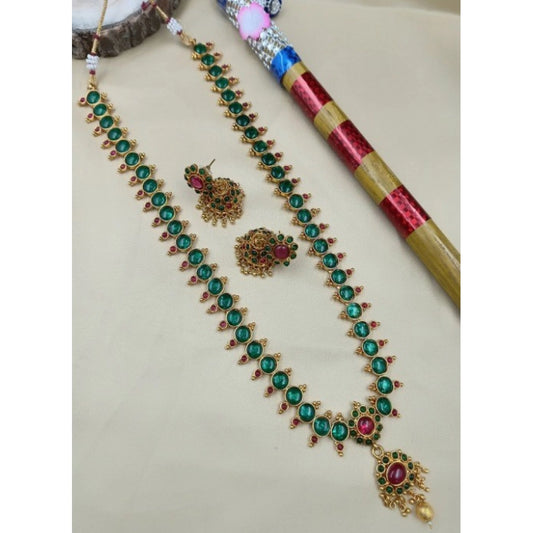 Traditional Classic Copper Kempu Haram Jewellery Set