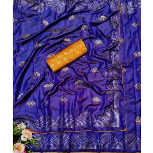 Elegant Sana Silk Stone Work Embellished Printed Saree