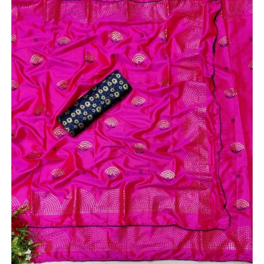 Elegant Sana Silk Stone Work Embellished Printed Saree