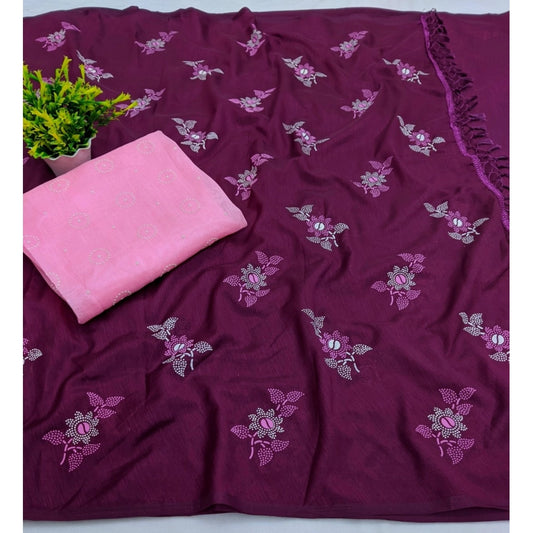 Gorgeous Vichitra Silk Floral Rubber Printed Saree