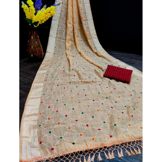 Gorgeous Cotton Slub Rubber Printed Saree