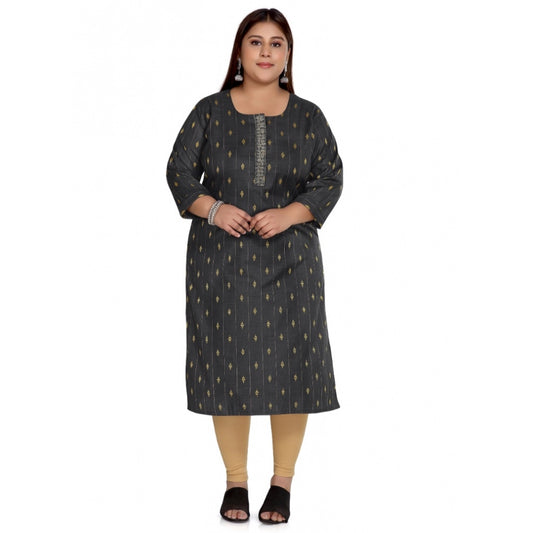 Casual Cotton Mix Golden Embroidered Straight Kurti