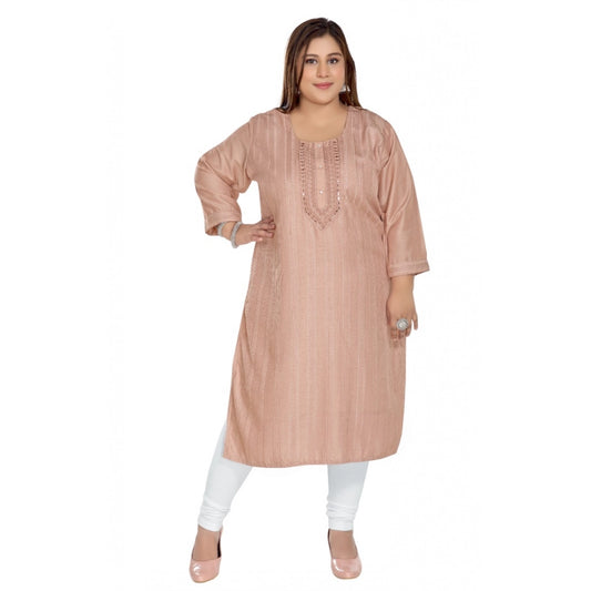 Casual Imported Fabric Self Embroidered Straight Kurti With Lining
