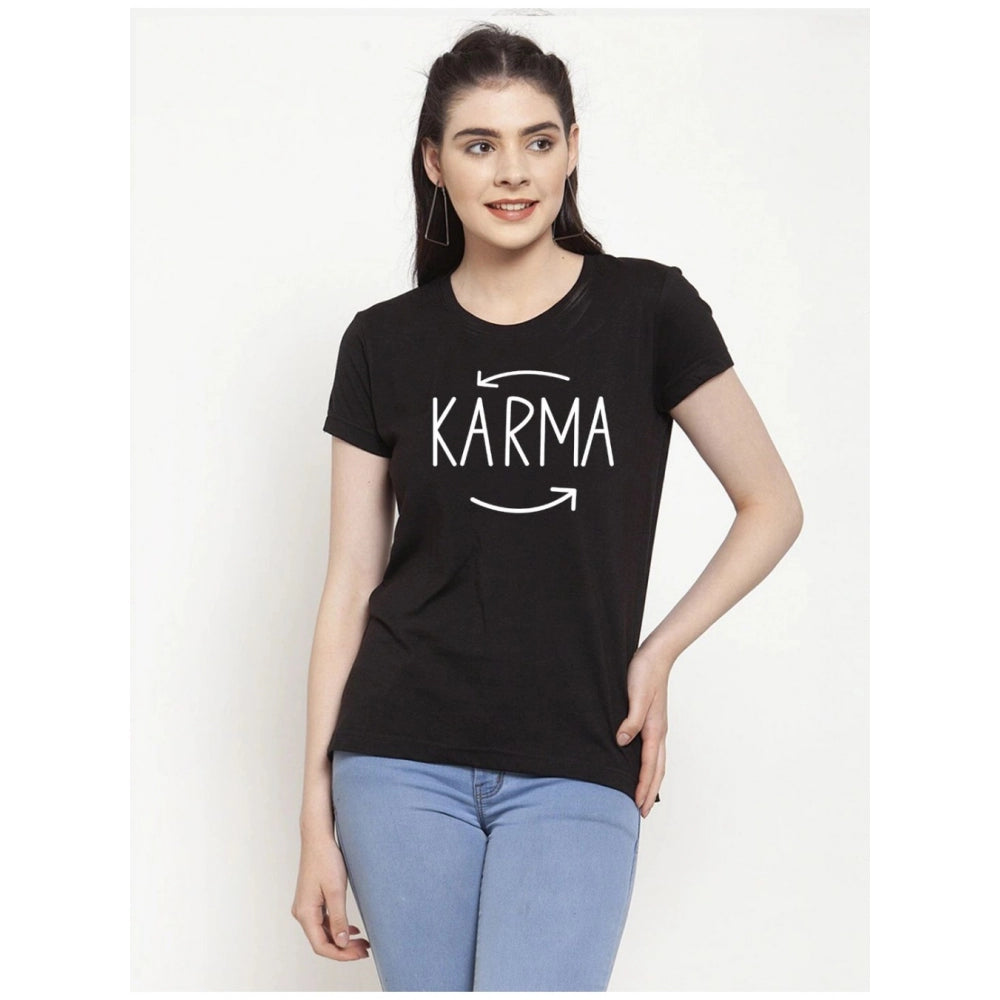Versatile Cotton Blend Karma Printed T Shirt