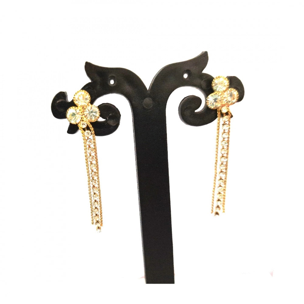 Classic Alloy Gold Plated With Stone Work Gold Plated Drop Earrings