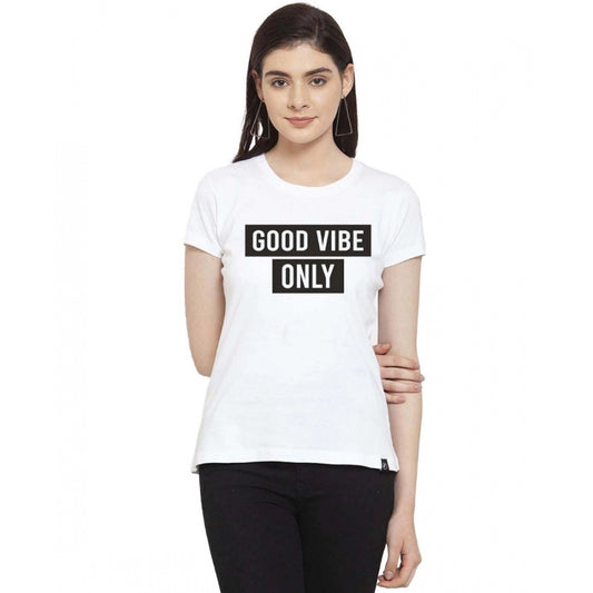 Versatile Cotton Blend Good Vibe Only Printed T Shirt