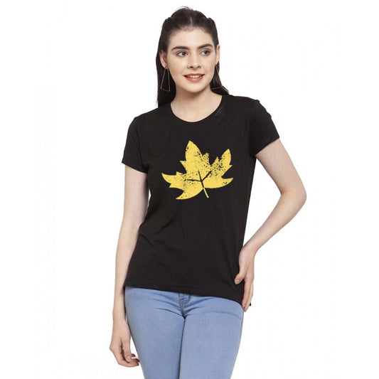 Versatile Cotton Blend Leafe Printed T Shirt