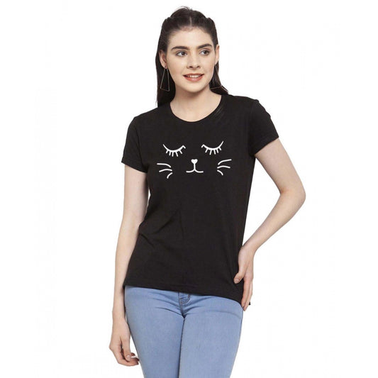 Versatile Cotton Blend Graphic Cat Printed T Shirt
