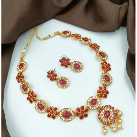 Urbane Gold Plated Traditional Necklace and Earrings Set