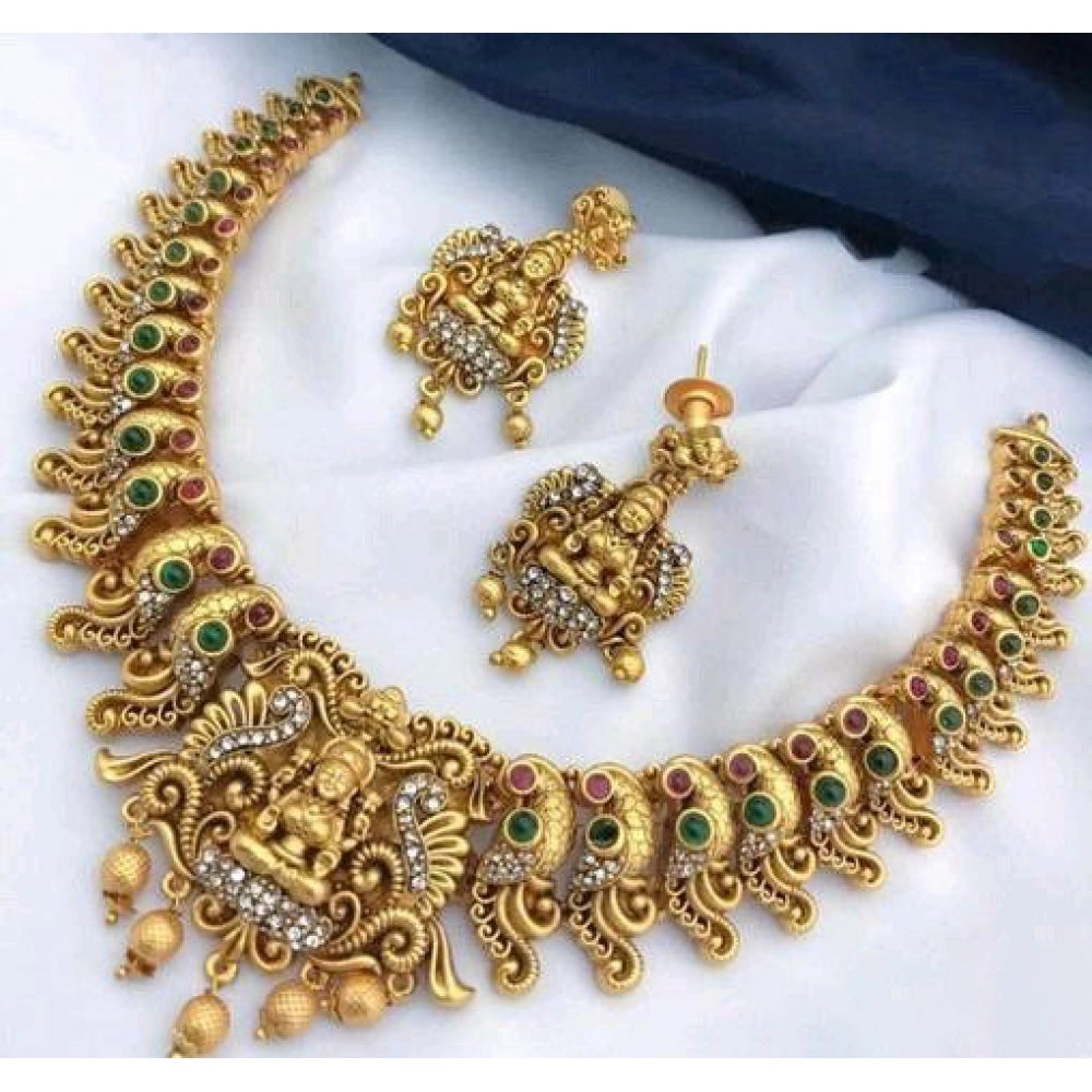 Urbane Gold Plated Traditional Necklace and Earrings Set