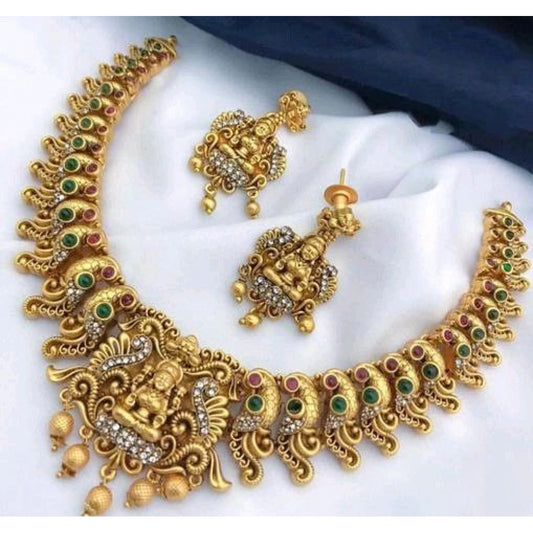 Urbane Gold Plated Traditional Necklace and Earrings Set