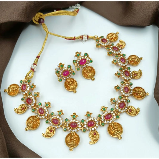 Urbane Gold Plated Traditional Necklace and Earrings Set