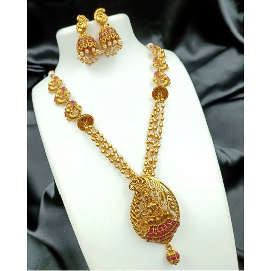 Unique Gold Plated Necklace and Earrings Set with Antique Finish