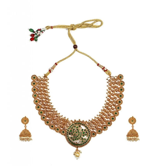 Unique Gold Plated Necklace and Earrings Set with Meenakari Work