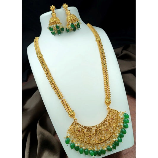 Unique Gold Plated Temple Necklace and Earrings Set