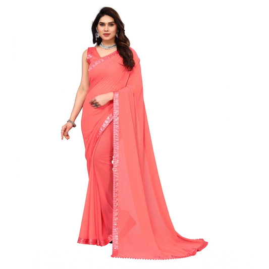 Fancy Embellished Dyed Printed Bollywood Georgette Saree With Blouse piece